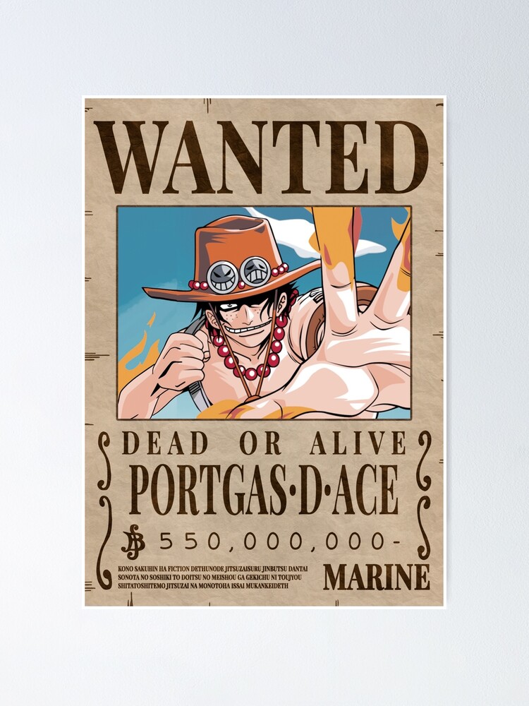 Portgas D Ace Wanted Bounty Poster Poster By Nichinu Redbubble