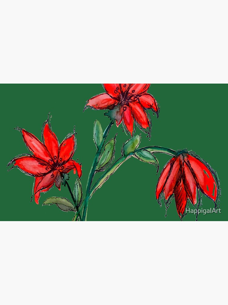 Red Lillies Flowers by HappigalArt