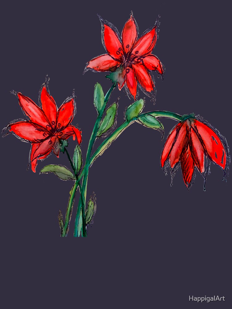 Red Lillies Flowers by HappigalArt