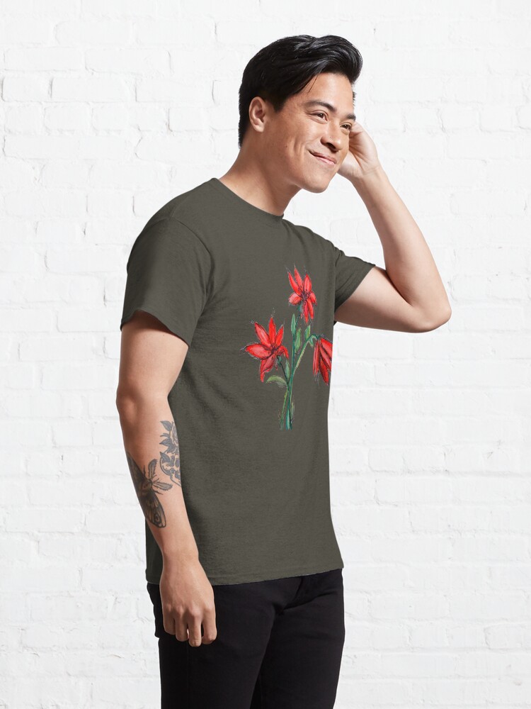 Alternate view of Red Lillies Flowers Classic T-Shirt