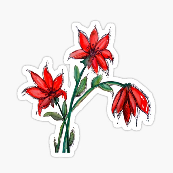 Red Lillies Flowers Sticker