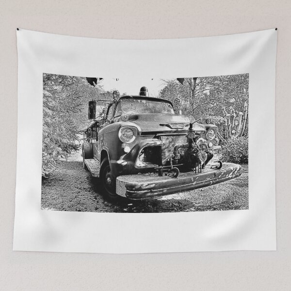 Item preview, Antique Fire Truck Black And White 2 designed and sold by LisaWootenPhoto.