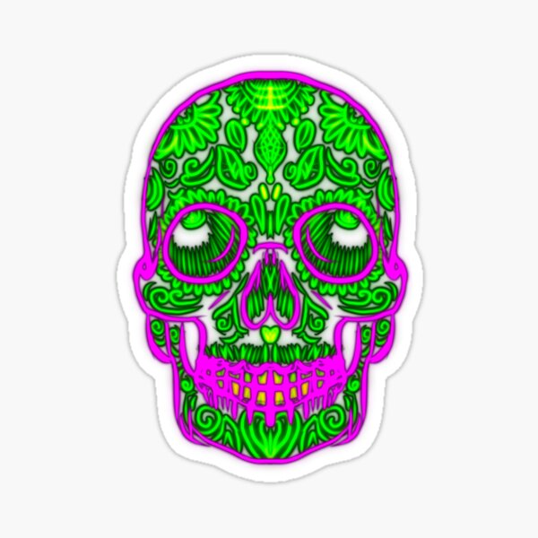 Neon Skull Art Sticker