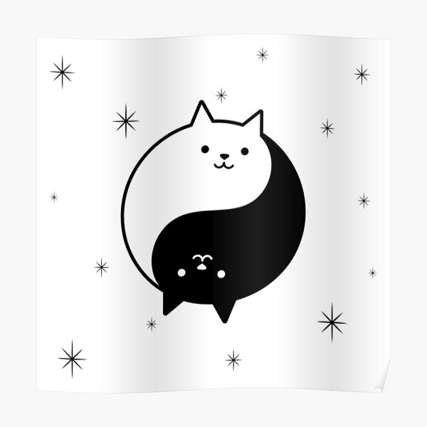 Posters Sur Le Theme Yin Yang Chat Redbubble