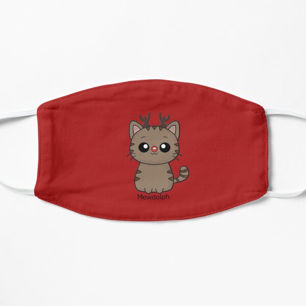 Mewdolph cat christmas rudolph (red) Flat Mask