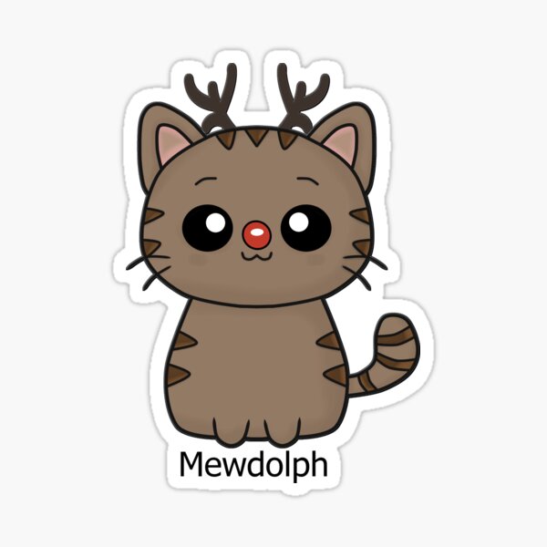 Mewdolph cat christmas rudolph (red) Sticker