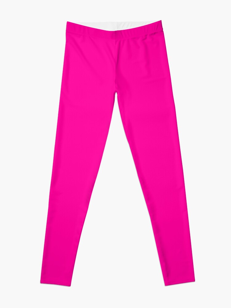 Textured Knit High Waisted Leggings - Neon Pink