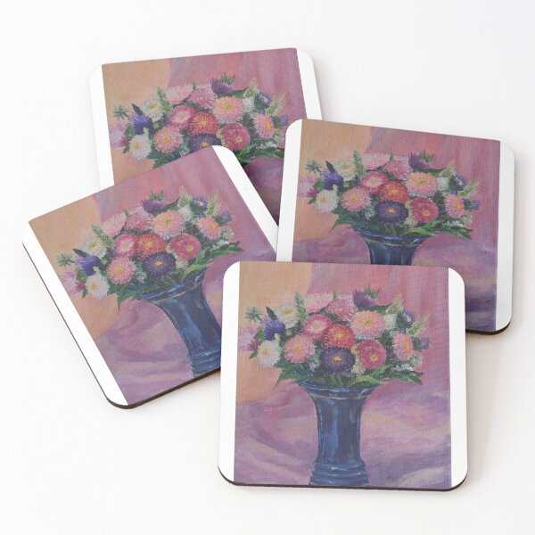 Item preview, A small bouquet of asters in a blue vase designed and sold by Anthropolog.