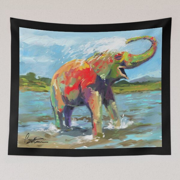 Item preview, Happy Elephant Takes a shower designed and sold by ArtofSpeed.