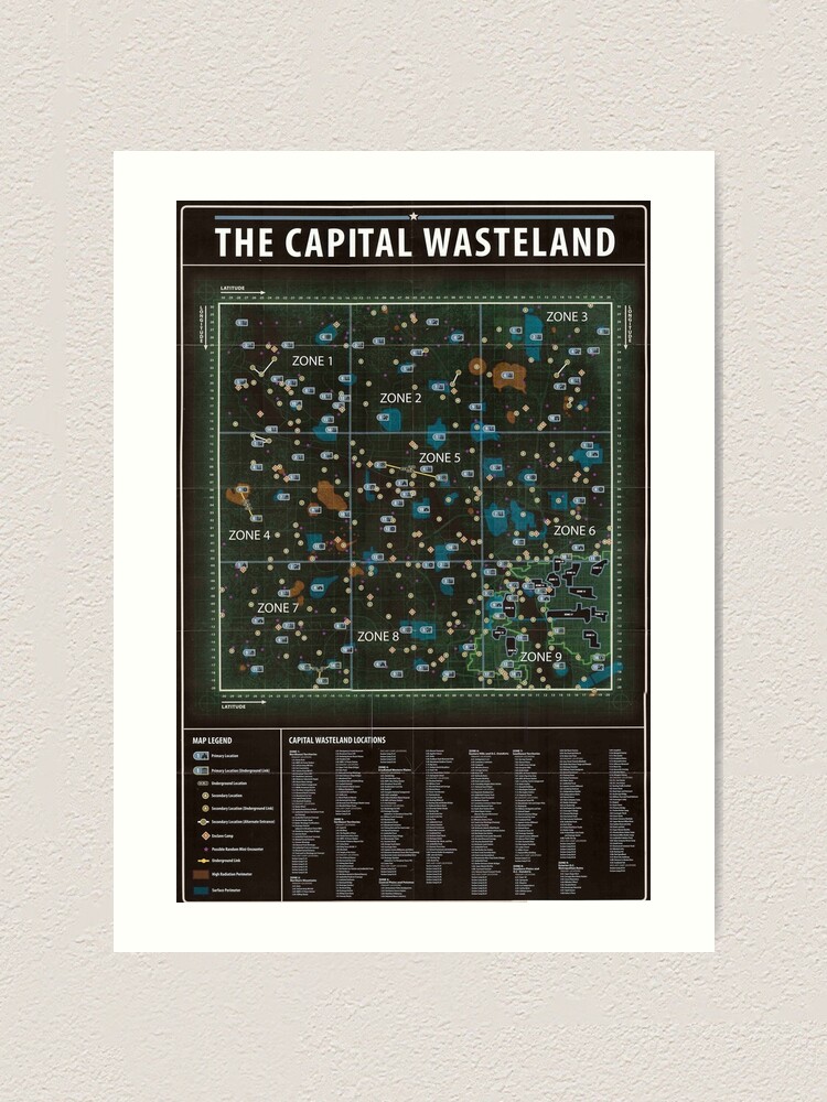 Fallout Wasteland Map Art Print By Gaming Dude Redbubble