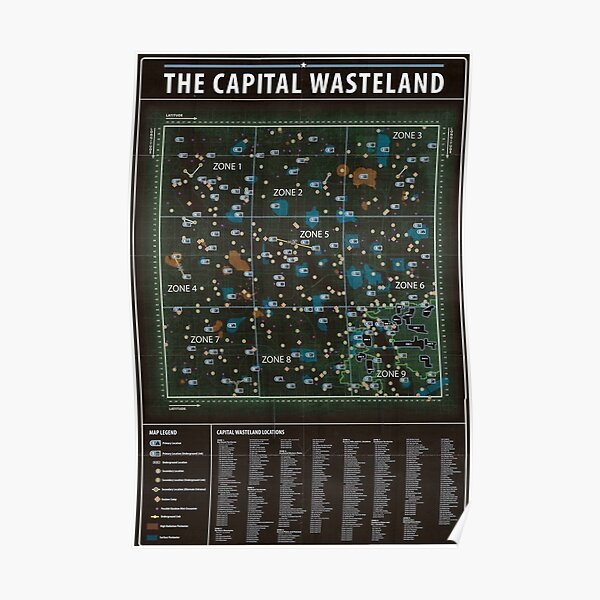 Fallout Wasteland Map Poster For Sale By Gaming Dude Redbubble