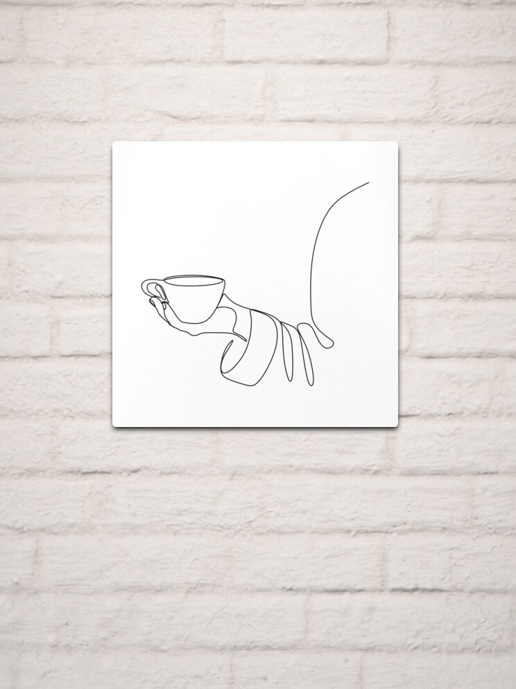 Collection. Silhouette of man hands with a cup of coffee, tea in a modern  one line style. Solid line, aesthetic outline for decor, posters, stickers,  logo. Vector illustration set. Stock Vector