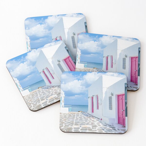 Item preview, Stunning photography of white pink and blue colours of Paros Island, Greece designed and sold by HTPOP.