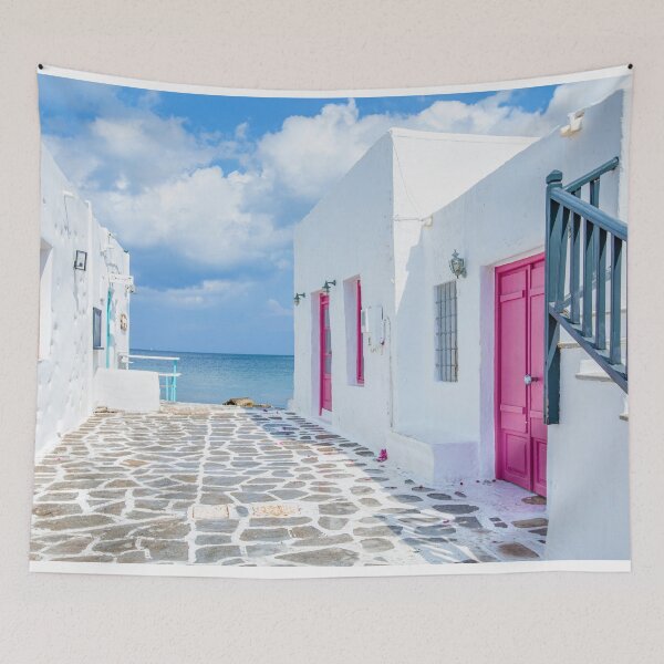 Item preview, Stunning photography of white pink and blue colours of Paros Island, Greece designed and sold by HTPOP.