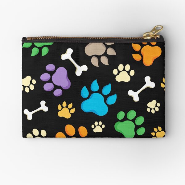 Colorful paws and white bones Zipper Pouch