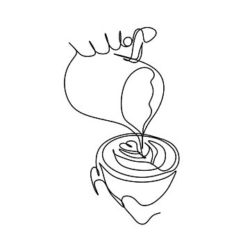 Line Drawing Coffee Cup. Minimalist Line Art