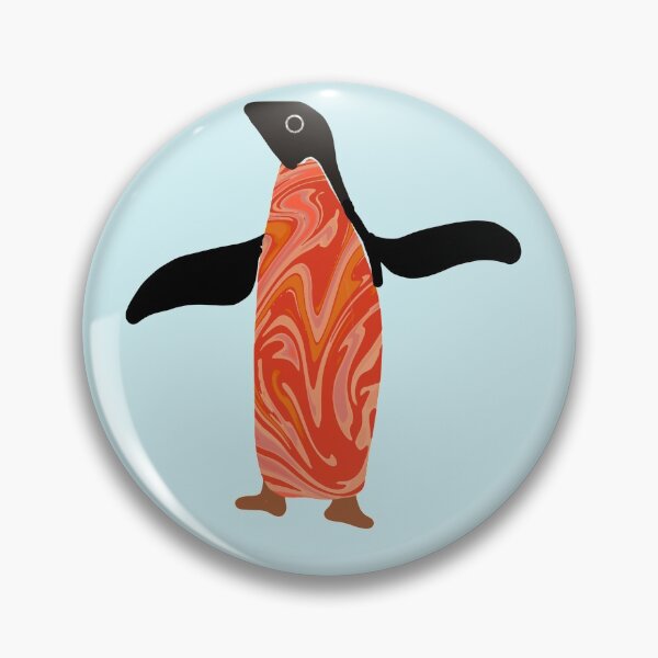 Artikelvorschau, Pinguin mit rotem und orangefarbenem Marmoreffekt entworfen und verkauft von ShadowstarArt.