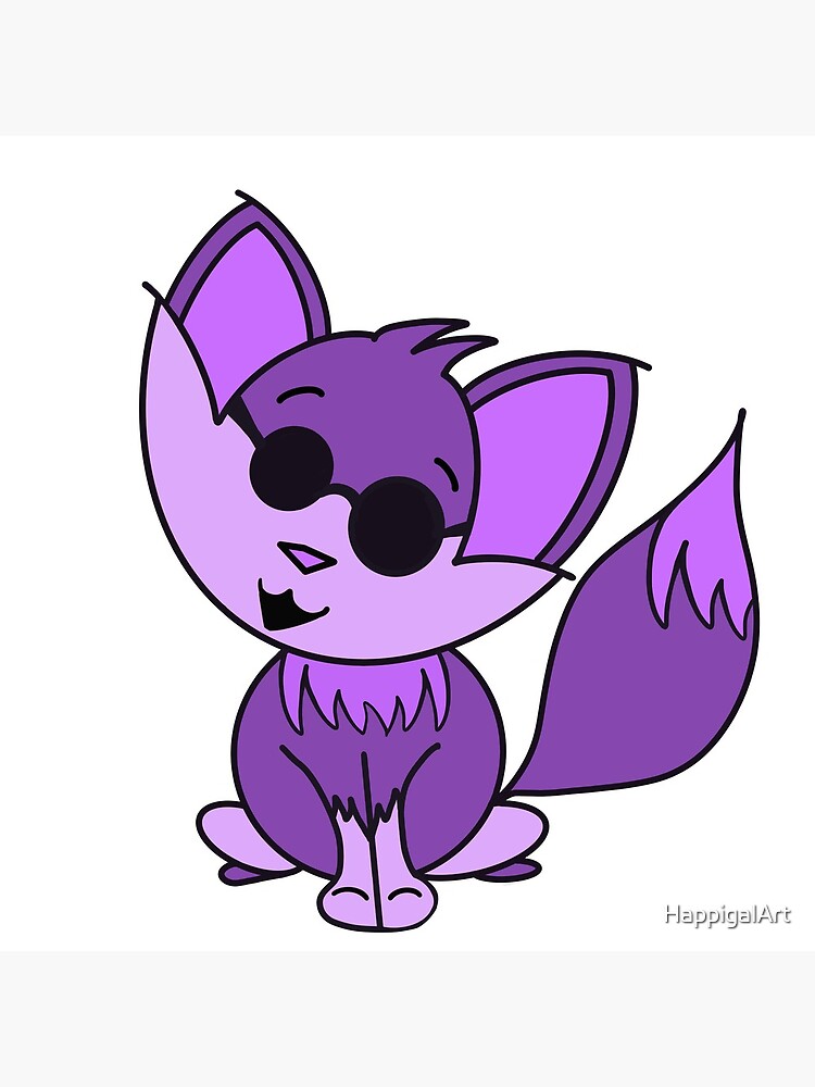 Cute Cool Fox Baby Purple by HappigalArt
