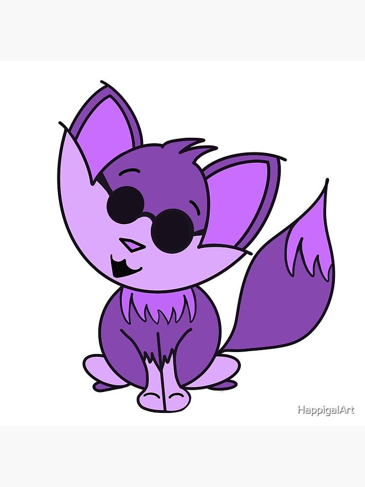 Cute Cool Fox Baby Purple by HappigalArt