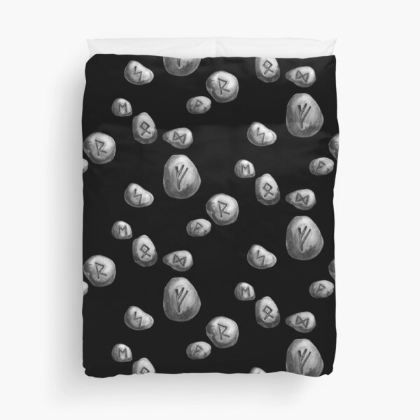 Vista previa del artículo con la obra «Piedras rúnicas en negro», diseñado y vendido por thoughtsupnorth.