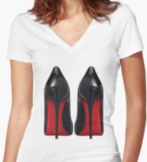 Red Sole Heels - Designer/Fashion/Trendy/Hipster Meme Fitted V-Neck T-Shirt