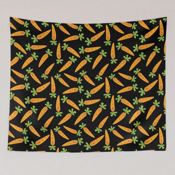 Item preview, Adorable Carrot Pattern - Cute Carrots, Cute Carrot Pattern - Black designed and sold by PattyTheGecko.