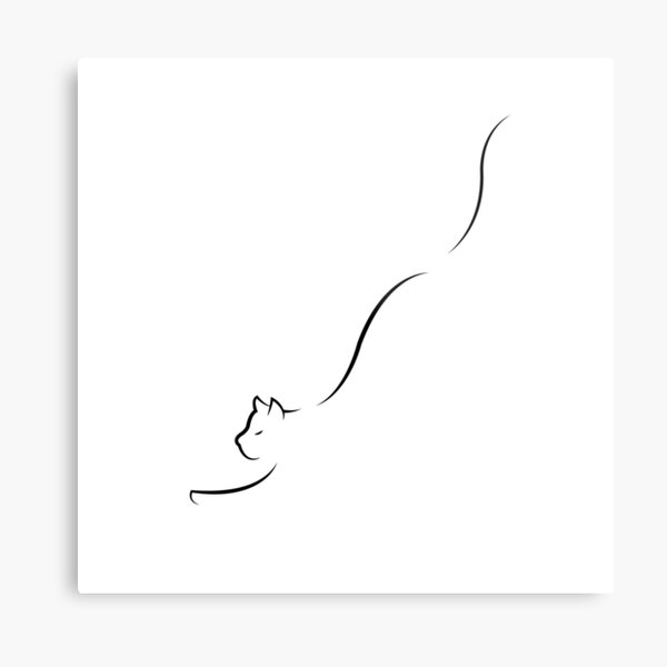 Line art Cat - line drawing cat minimalistic Metal Print