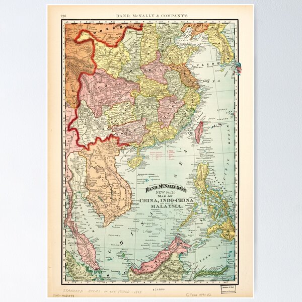 Artikelvorschau, Karte von China, Indochina & Malaysia (1897) entworfen und verkauft von allhistory.