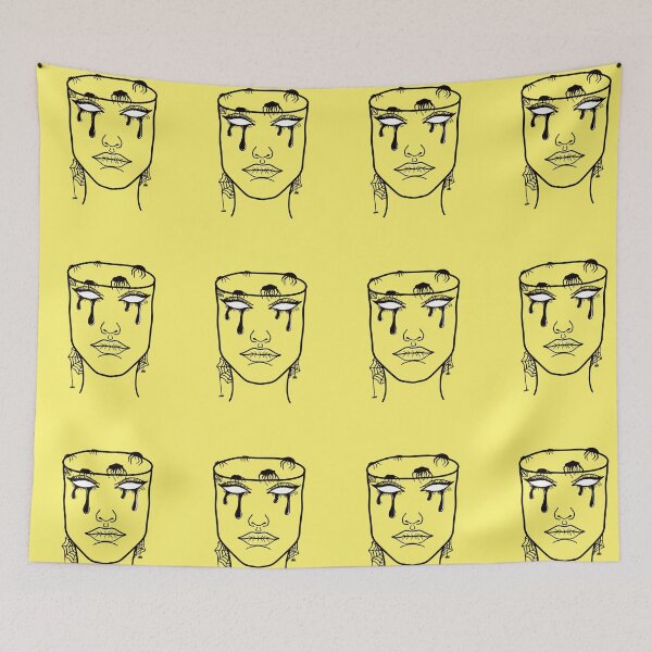 Item preview, Mindless: Original Line Art Drawing- Pastel Yellow Background designed and sold by Arthemeral.