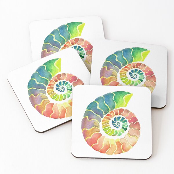 Item preview, Watercolor Fossil Ammonite in Rainbow designed and sold by VivtheFish.