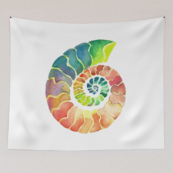 Item preview, Watercolor Fossil Ammonite in Rainbow designed and sold by VivtheFish.