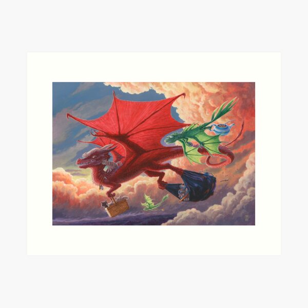 Dragons Moving House Art Print