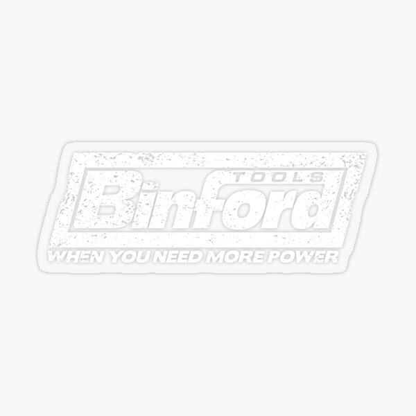 "Binford Logo (White)" Sticker by GeekeriaDeluxe Redbubble