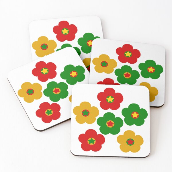 Item preview, Bib Flowers in Festive Holiday Christmas Colors on White designed and sold by CottoVerdi.