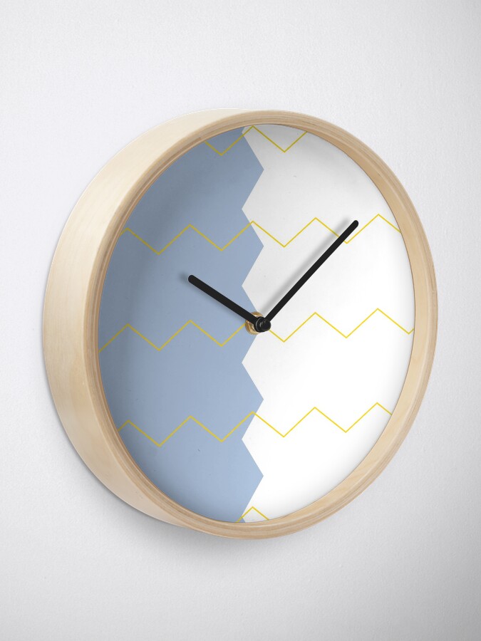 Alternate view of Zigzag split blue white and yellow Clock
