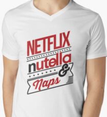 NETFLIX, NUTELLA & NAPS. Men's V-Neck T-Shirt