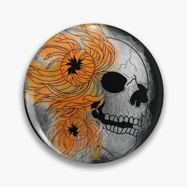 Item preview, Orange skull and chrysanthemums designed and sold by BV-creas.