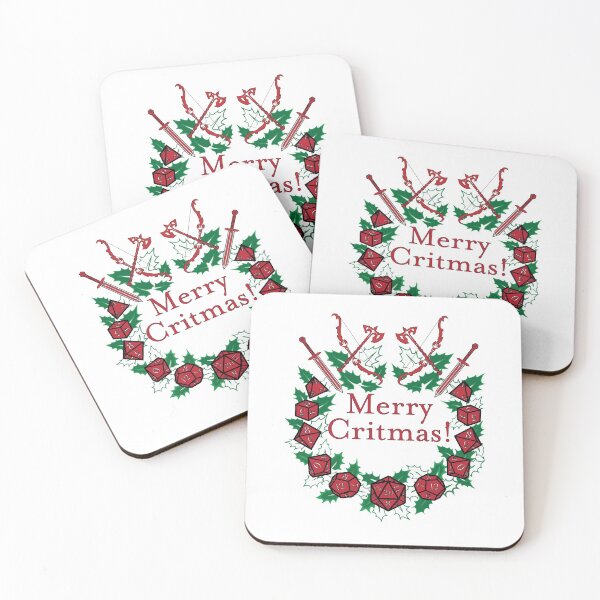 Item preview, Merry Critmas Wreath D&D Xmas Print designed and sold by ToplineDesigns.