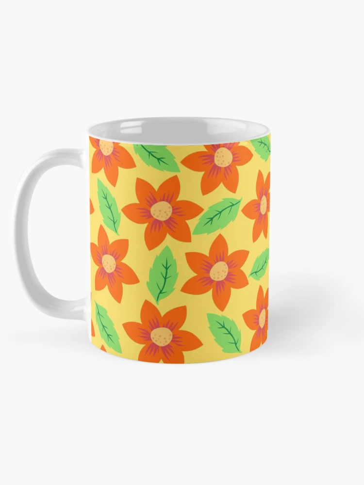 Thumbnail 5 of 6, Coffee Mug, Orange Floral Pattern designed and sold by DesignCodeStore.