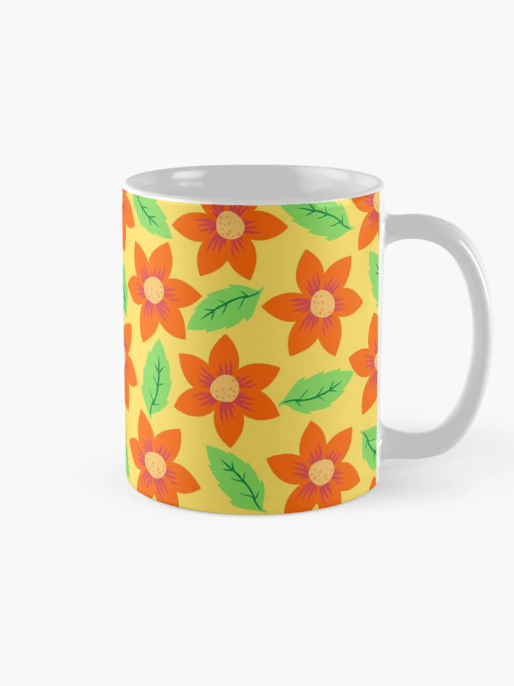Thumbnail 3 of 6, Coffee Mug, Orange Floral Pattern designed and sold by DesignCodeStore.