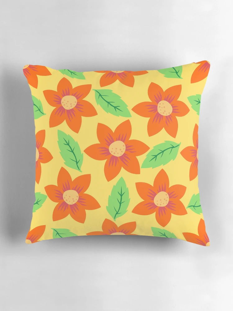 Thumbnail 3 of 4, Pillow, Orange Floral Pattern designed and sold by DesignCodeStore.