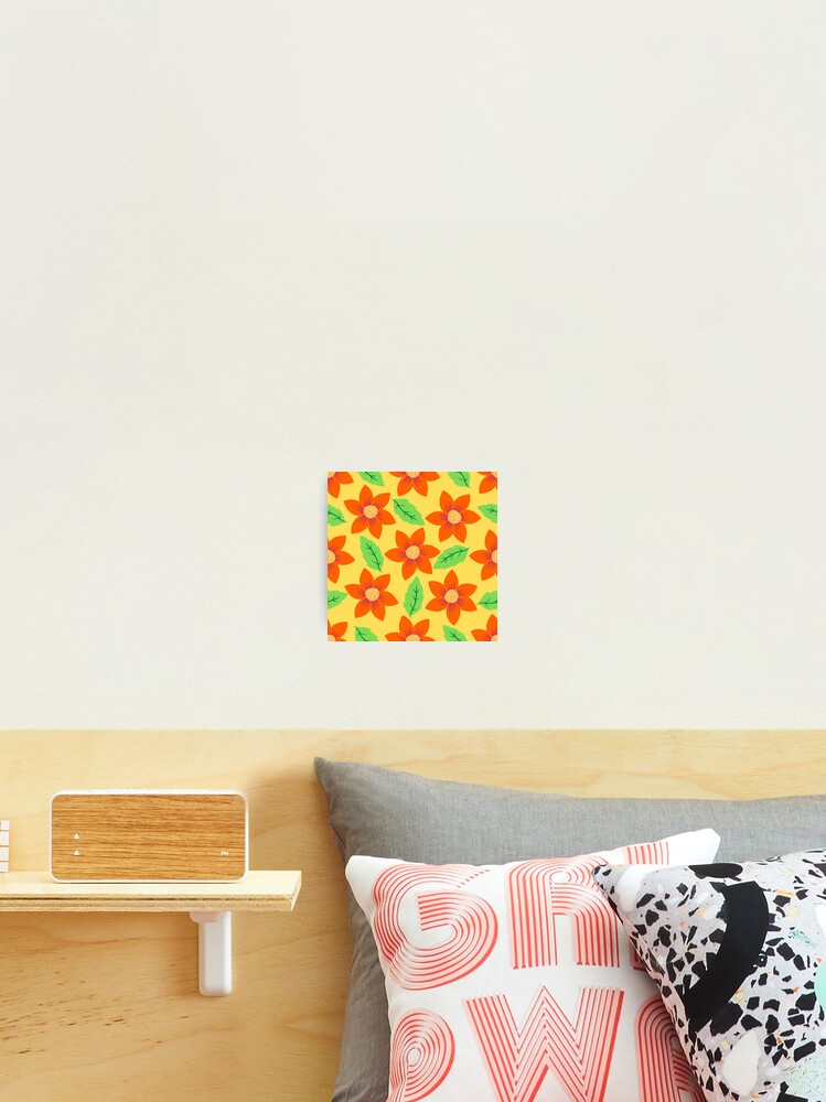 Thumbnail 2 of 3, Photographic Print, Orange Floral Pattern designed and sold by DesignCodeStore.