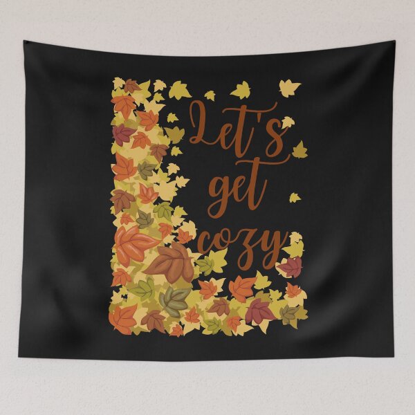 Item preview, Lets get cozy fall typography with leaves designed and sold by StarlightTales.
