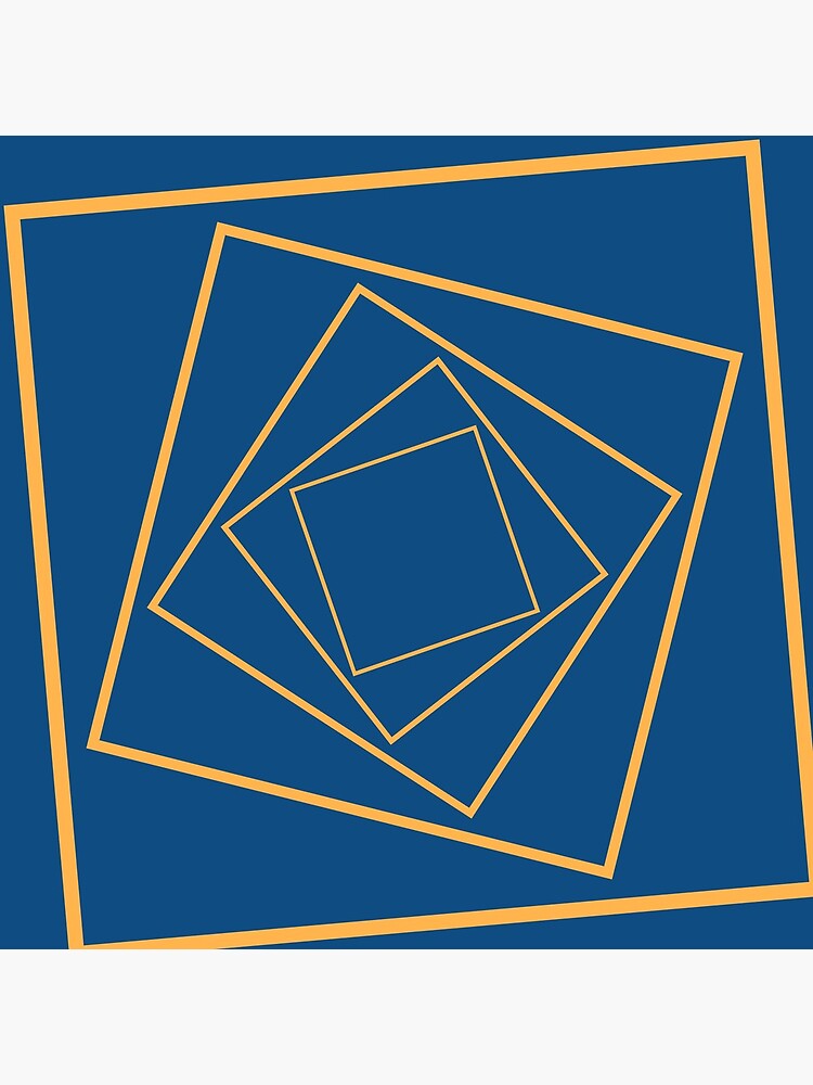 Geometric rotating squares navy and mustard by QuirkyClock