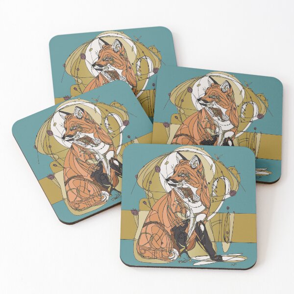 Item preview, Art Nouveau Fox Teal designed and sold by esmeemaclaren.
