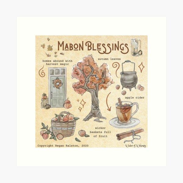 Mabon Blessings Illustration in Watercolor Art Print