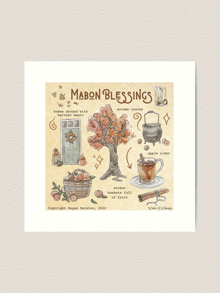 Thumbnail 2 of 3, Art Print, Mabon Blessings Illustration in Watercolor designed and sold by Regan Ralston.