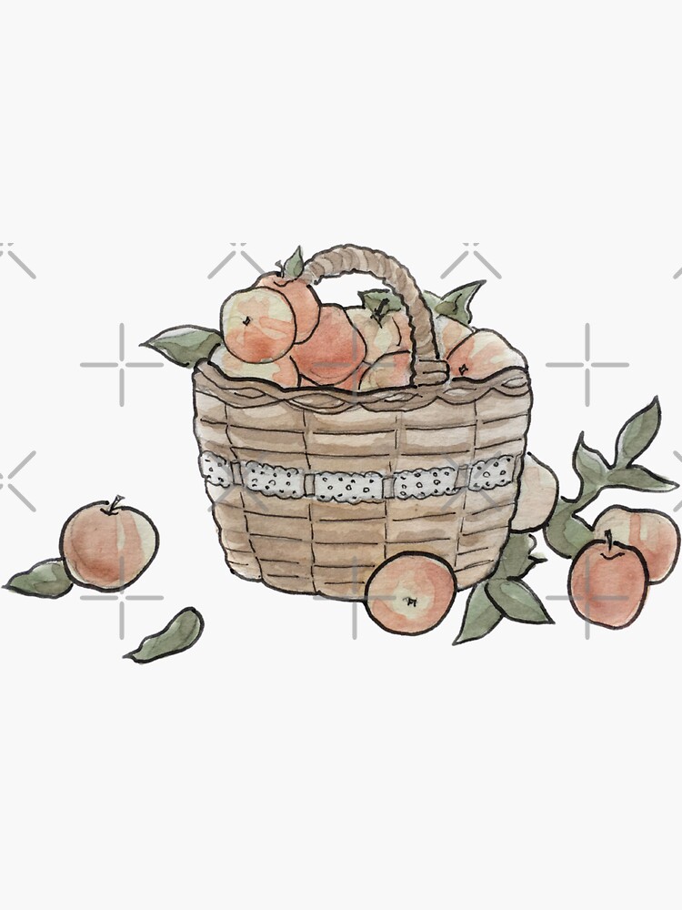 Apple Basket Illustration in Watercolor by WitchofWhimsy