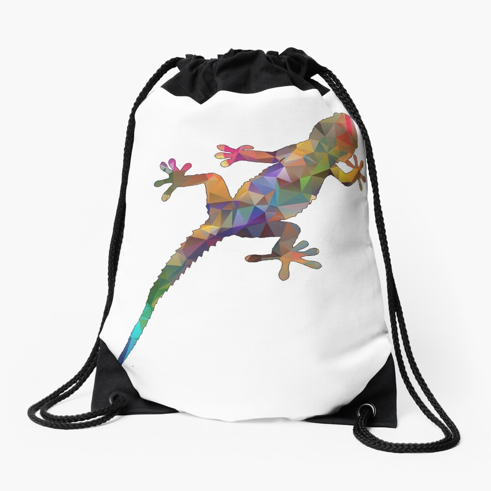 Colourful Gecko Print Drawstring Bag