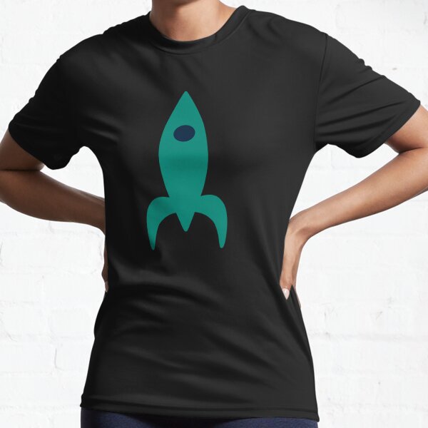 Space Age Rocket Ships - Mid-Century Modern Atomic Age Pattern in Mid Mod Beige and Teal Active T-Shirt